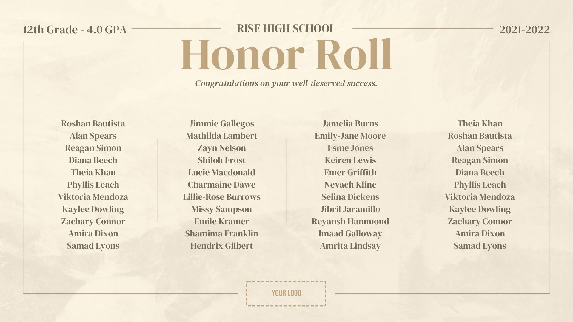 Honor Roll Digital Signage Template